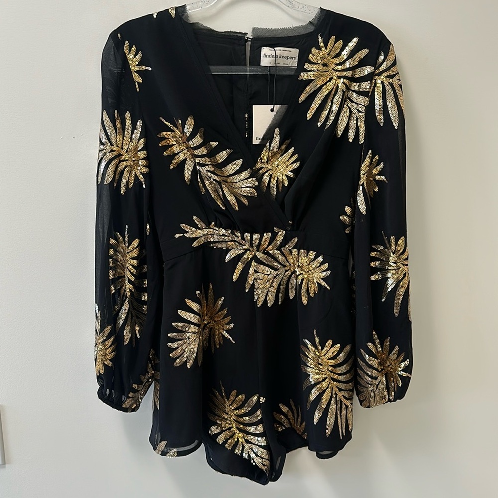 Revolve • Finders Keepers • Black & Gold Romper • Sz 2 • NWT! - Picture 2 of 14